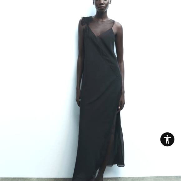 ZARA Combination Lace Dress Maxi - Picture 1 of 8